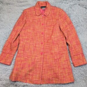 Dialogue Jacket Womens 14 Linen‎ Trench Coat Button Up Preppy Career Comfort